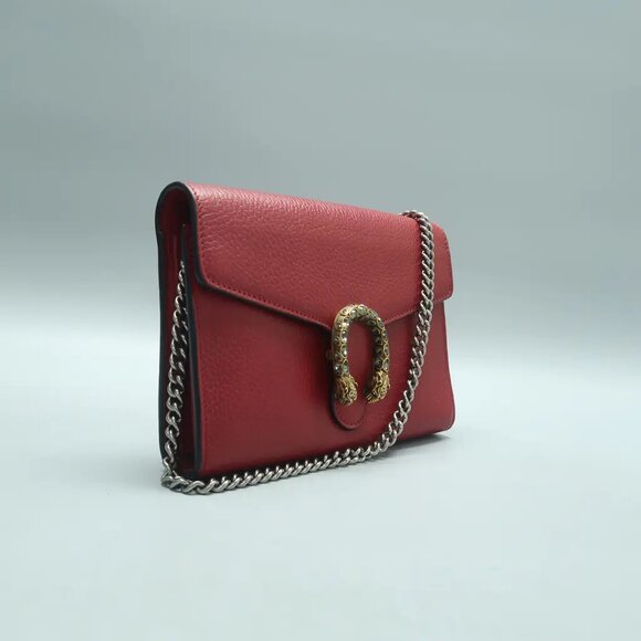 GUCCI Dionysus Chain Wallet Red Leather Shoulder Bag 801-021025 - Picture 3 of 12